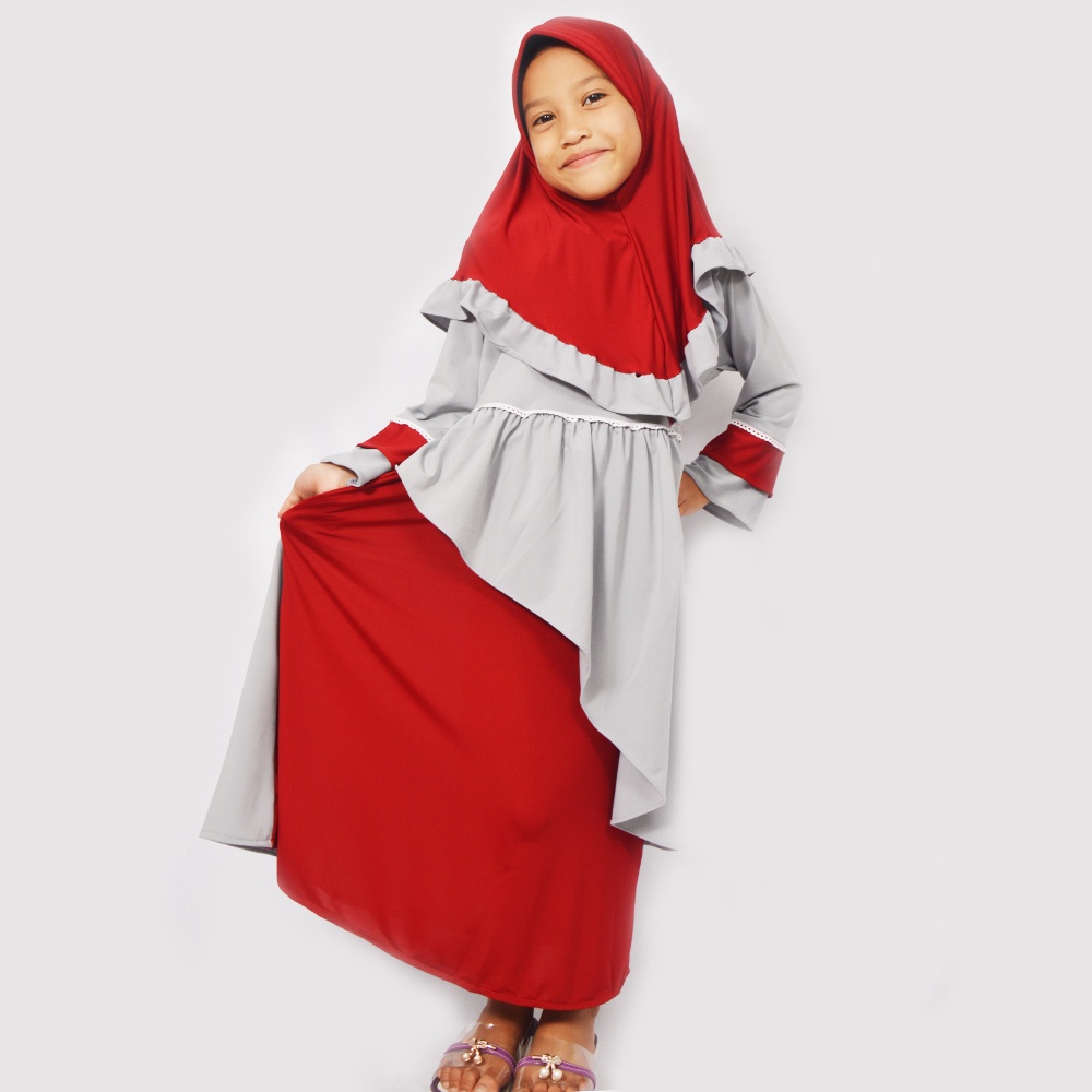 Gamis anak perempuan set krudung instan