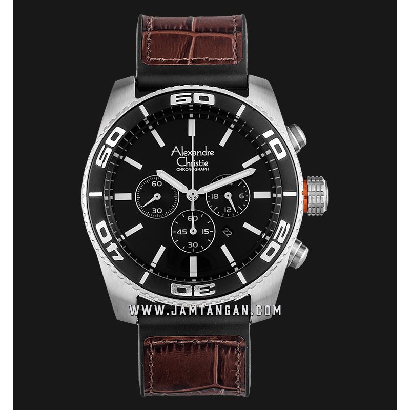 Alexandre Christie AC 6500 MC LSSBUOR Chronograph Man Black Dial Rubber Polyurethane Strap