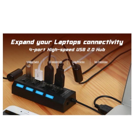 USB Hub 4 Port dengan Tombol ON/OFF dan LED Indicator