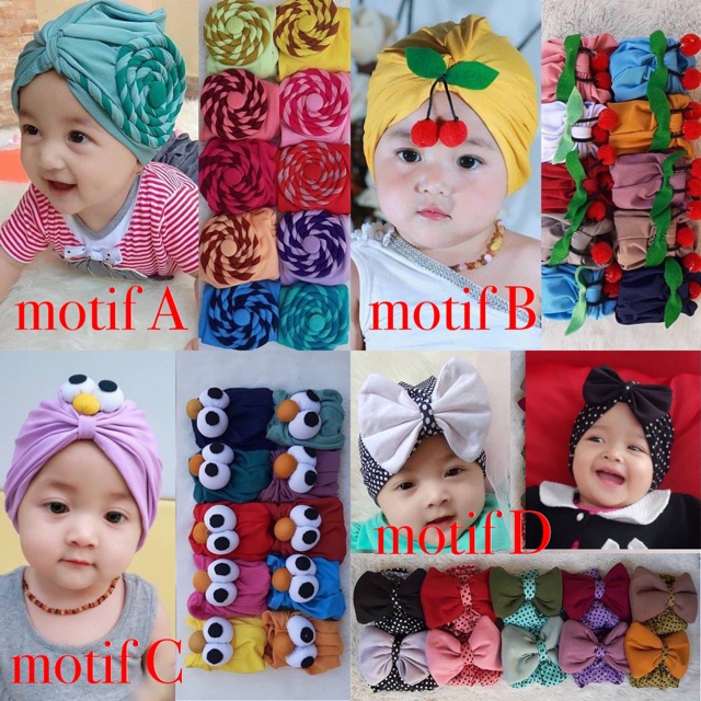 TURBAN ANAK / TURBAN BAYI PITA / TURBAN BABY MUTIARA / TOPI TURBAN BAYI / TURBAN ELMO / CIPUT BAYI