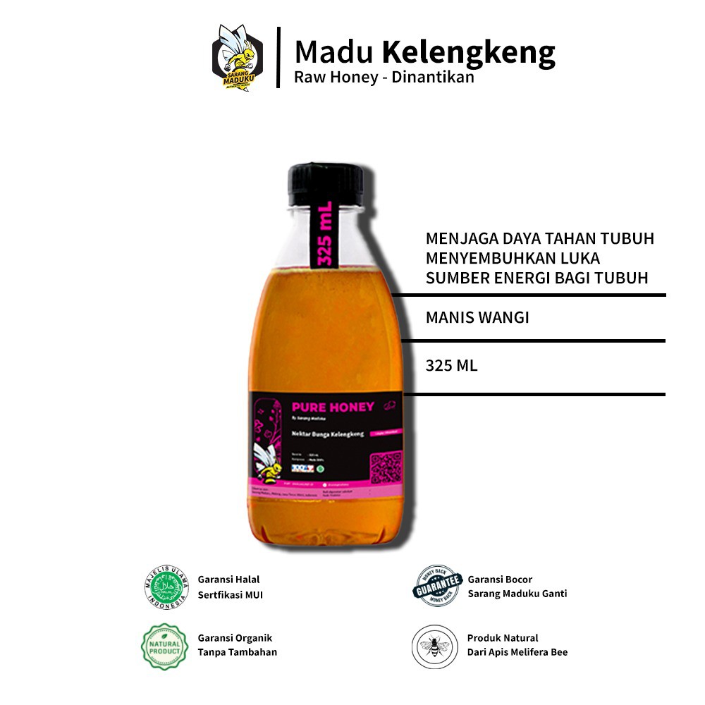 

Madu Murni Asli 100% Raw Honey 325ml Madu Asam Lambung Asma GERD Berat Badan Imun Booste