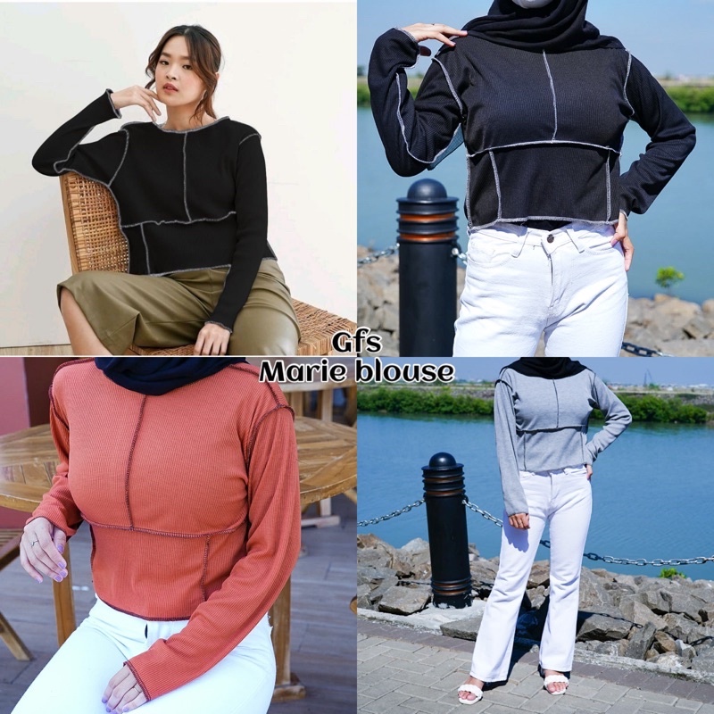 Marie Top Blouse Wanita | Oversize Wanita RIB-7