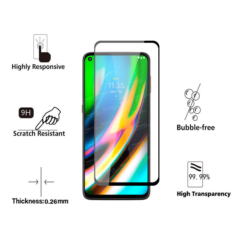 Pelindung Layar Tempered Glass Full screen Anti knock Untuk Motorola Moto G G9 G8 G7 Plus Play Power 5G Moto Z4 Play