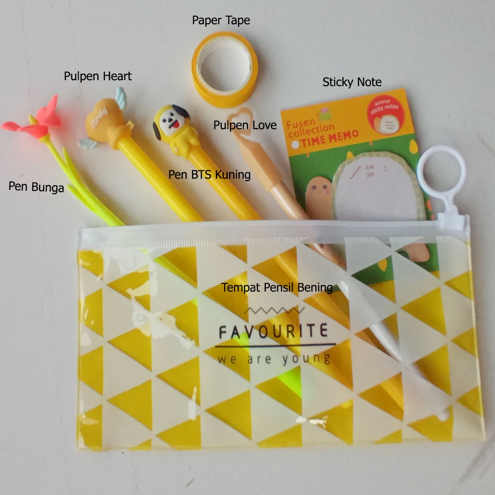 

PAKET ALAT TULIS 7IN1 / ALAT TULIS AESTHETIC / ALAT TULIS SET / ALAT TULIS FANCY / PULPEN BTS / NOTE