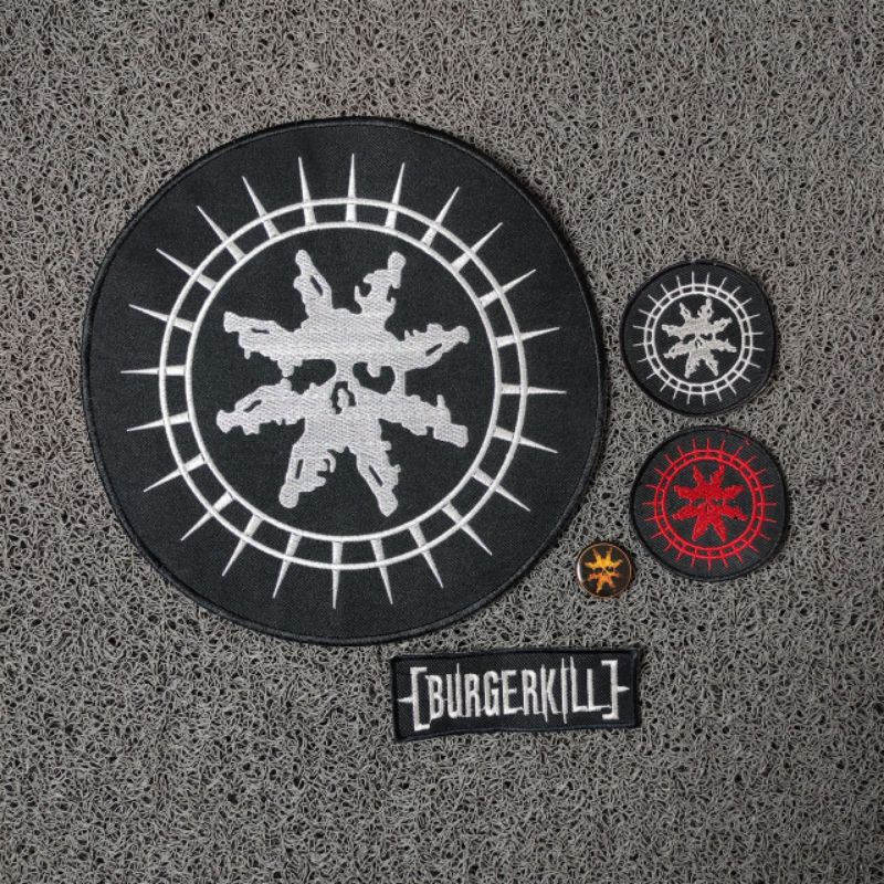 Backpatch Bordir Burgerkill Lengkap/Patch Bordir Burgerkill Satu set//pin button Burgerkill