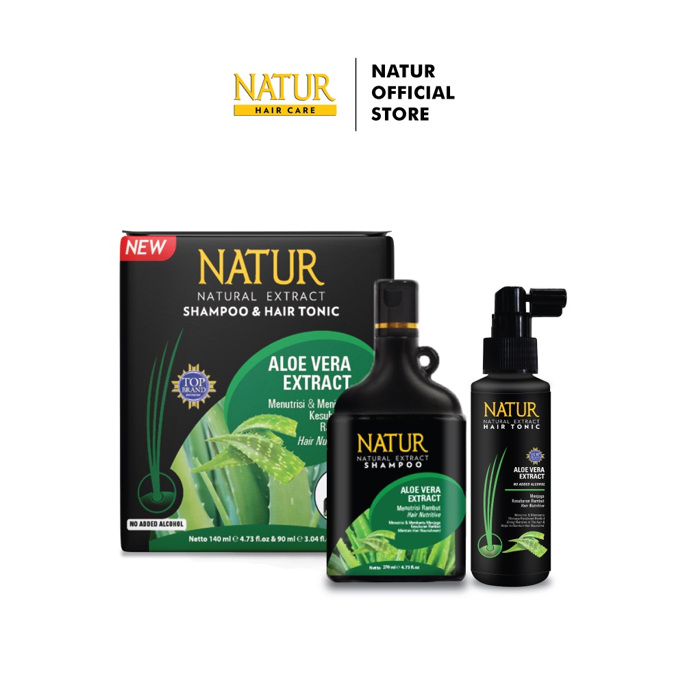 PAKET Natur Shampoo &amp; Tonic Aloe Vera 2 in 1 [Penyubur Rambut]