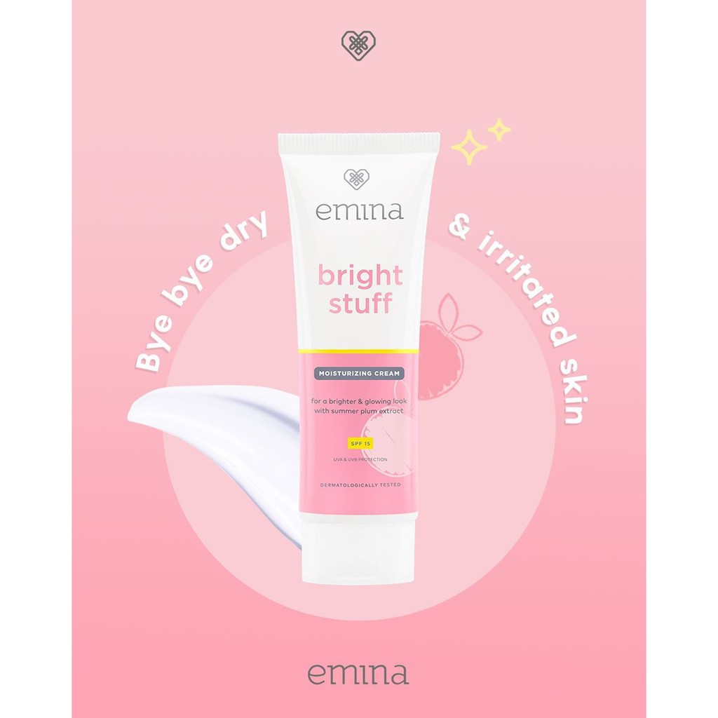 Emina Bright Stuff Moisturizing Cream 20 mL - Pelembab Wajah Cerah Glowing Anti Kusam