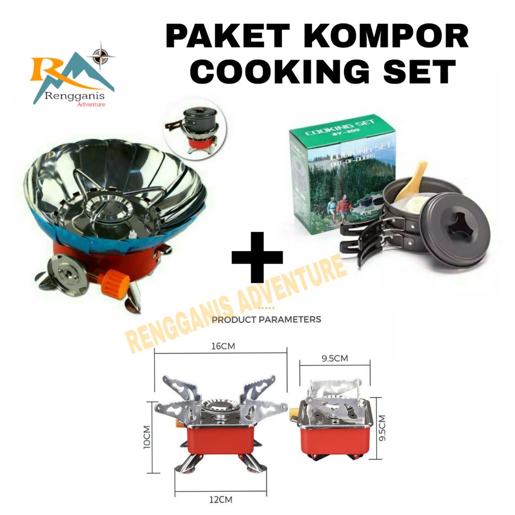 PAKETAN CAMPING Kompor Mawar Cooking Set SY 200 Paket Penggorengan Alat Masak Camping