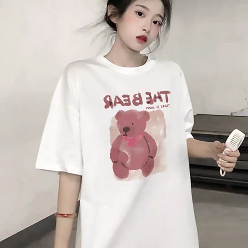 THISTLE - Oversize Tee Tshirt Wanita Model Longgar Motif The Bear Scarf