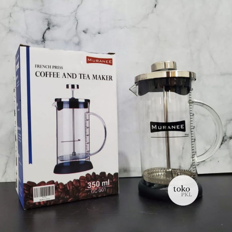 muranee french press kaca 350 ml with scale (coffee tea maker)