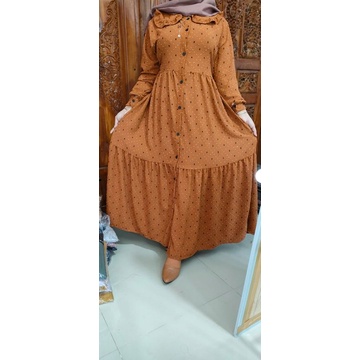 Gamis bahan Kringkel Rubi bawah lebar ada sakunya juga
