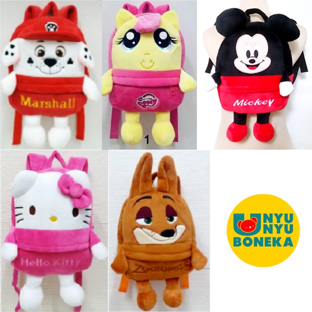 Tas Ransel anak paud marshall hello kitty kuda pony mickey ZOOTHOPIA BABY KIds backpack kado ultah souvenir anak