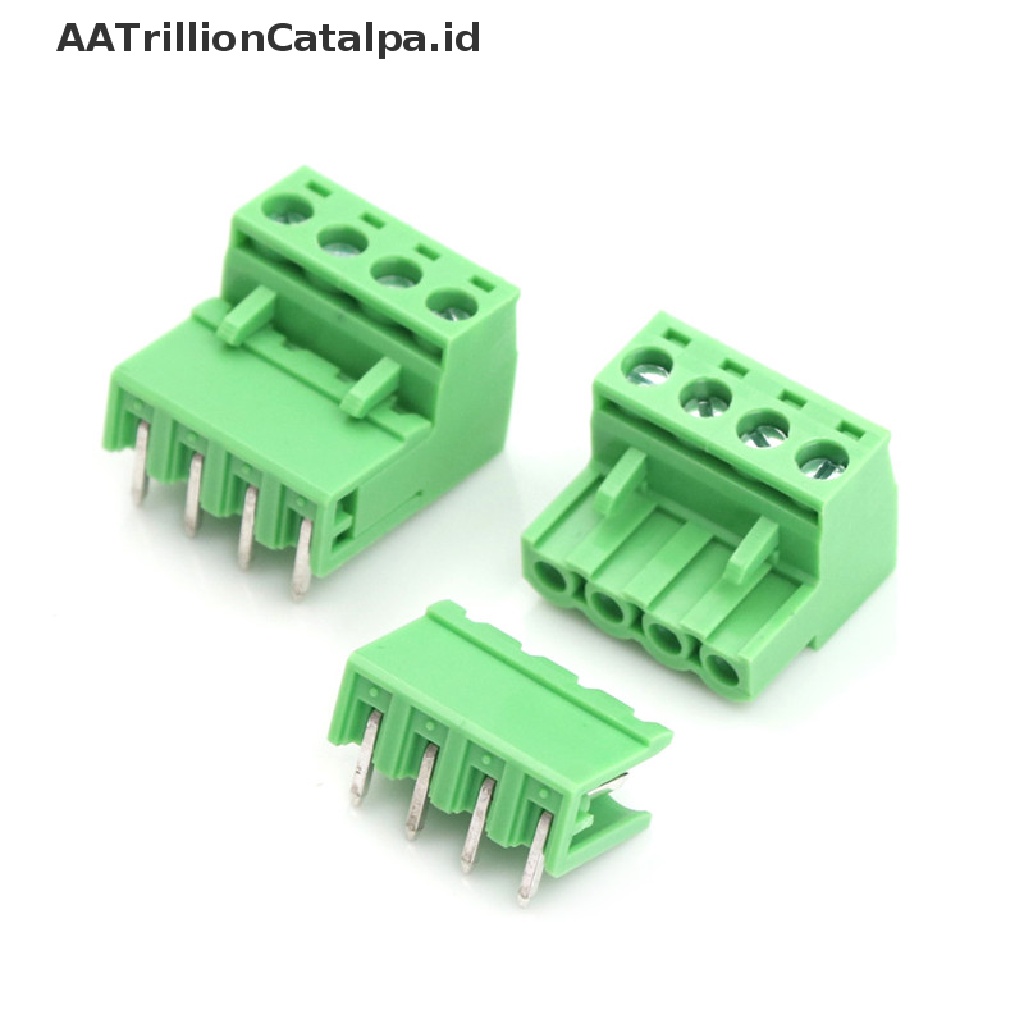 Aatrillioncatalpa 20pcs Blok Terminal Konektor PCB 4Pin 5.08mm