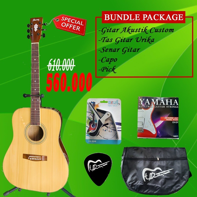 PROMO BIG SALE GITAR AKUSTIK CUSTOM BONUS BANYAK