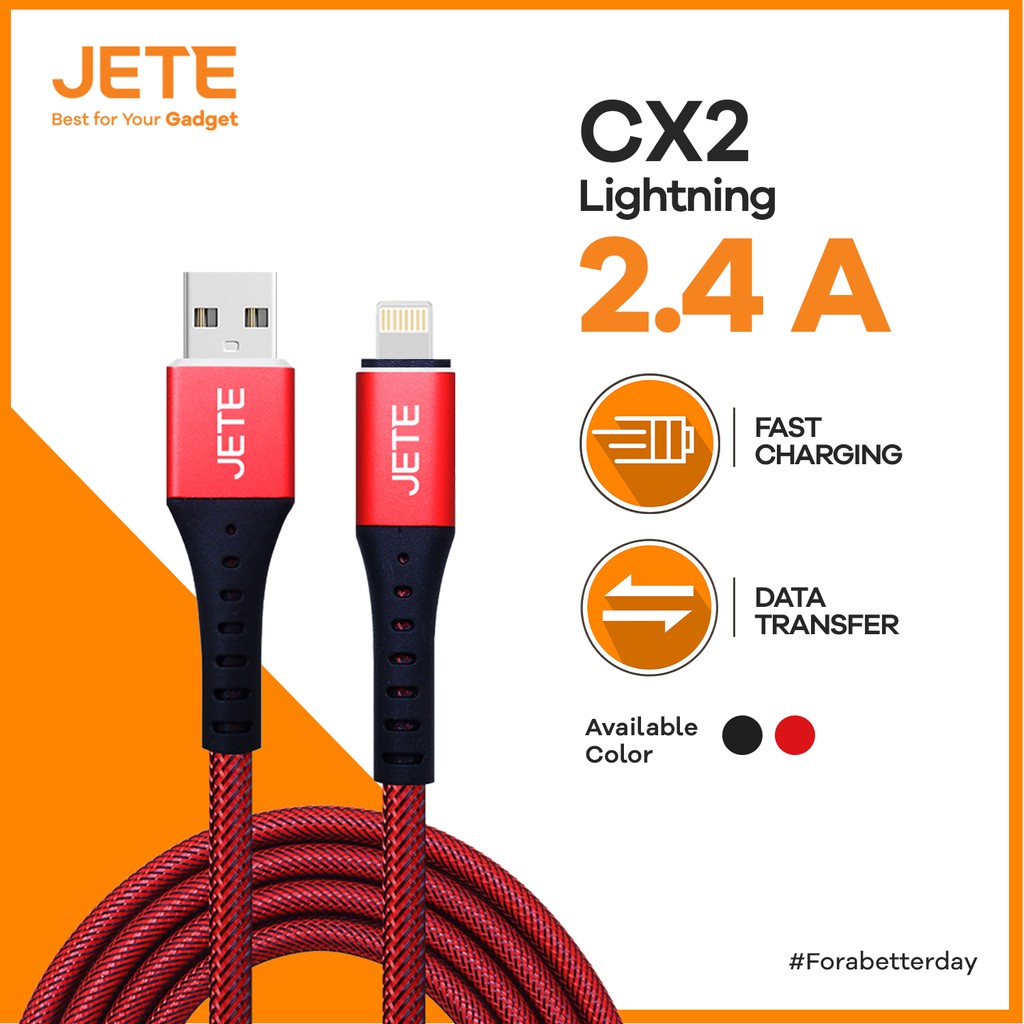 Kabel Data Kabel USB Iphone Lightning Fast Charging JETE CX2 - Garansi 2 Tahun