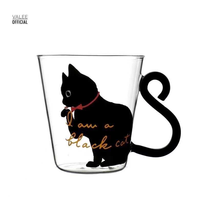 (COD) Cangkir Kopi Glass Coffee Mug Tail Cute Cat Handle