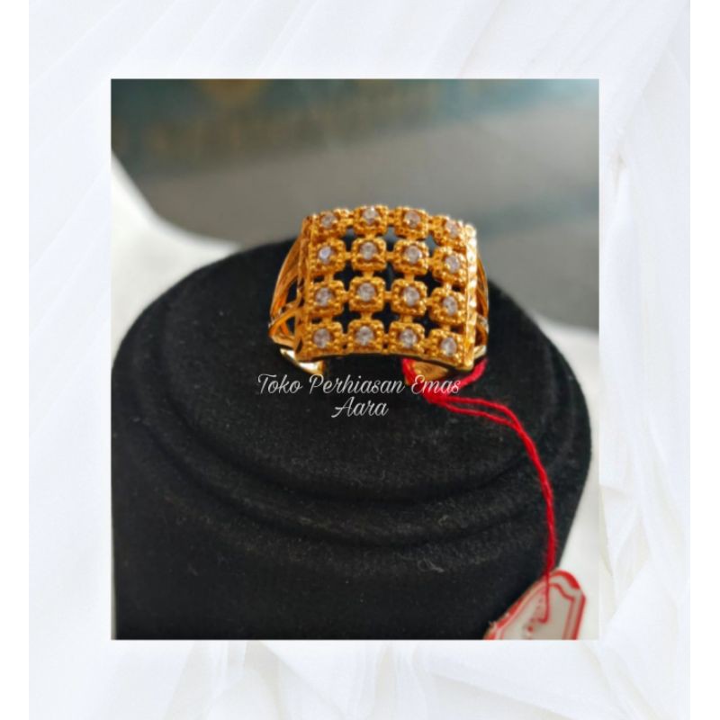Cincin Emas 375 Stempel Krawang Permata