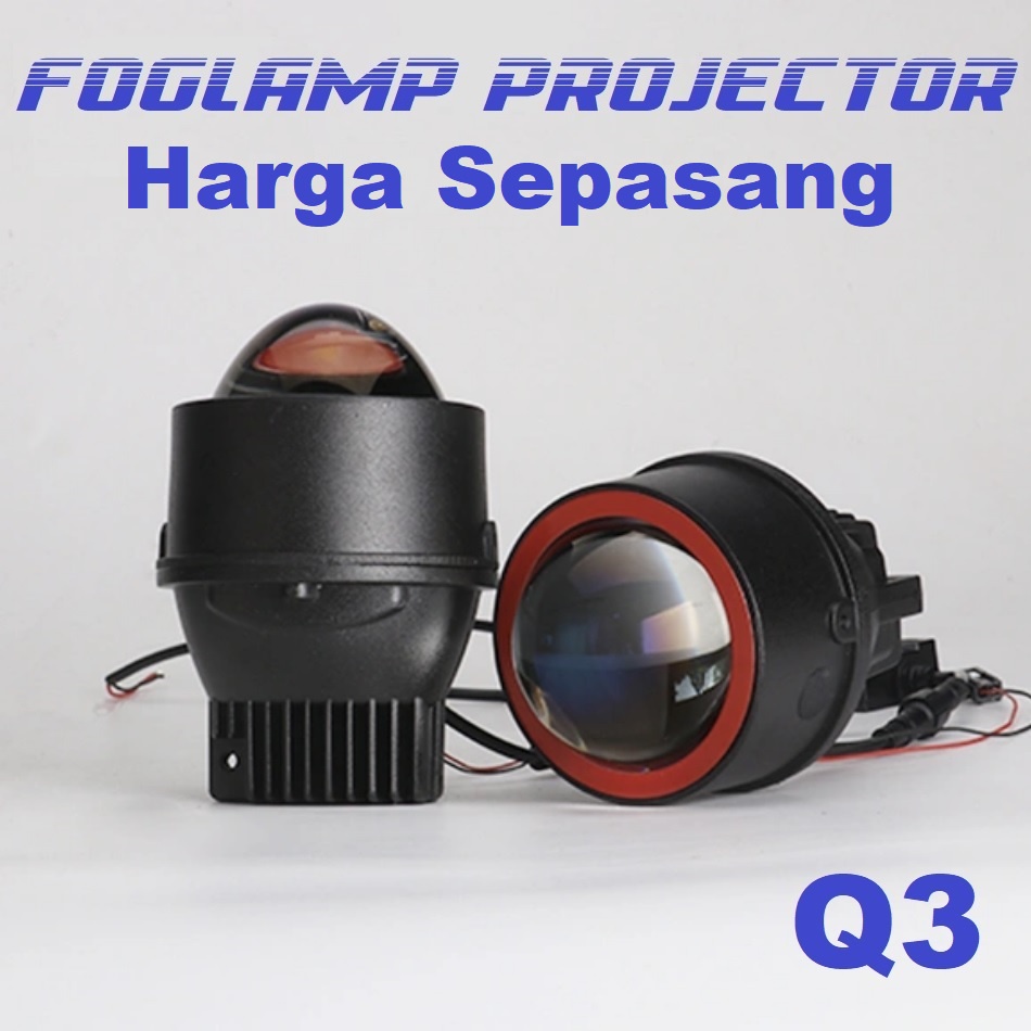 Foglamp Projector Q3 Lensa LED Projie BiLED Lampu Kabut Mobil 45 Watt 3 Inch Inchi Inci F7