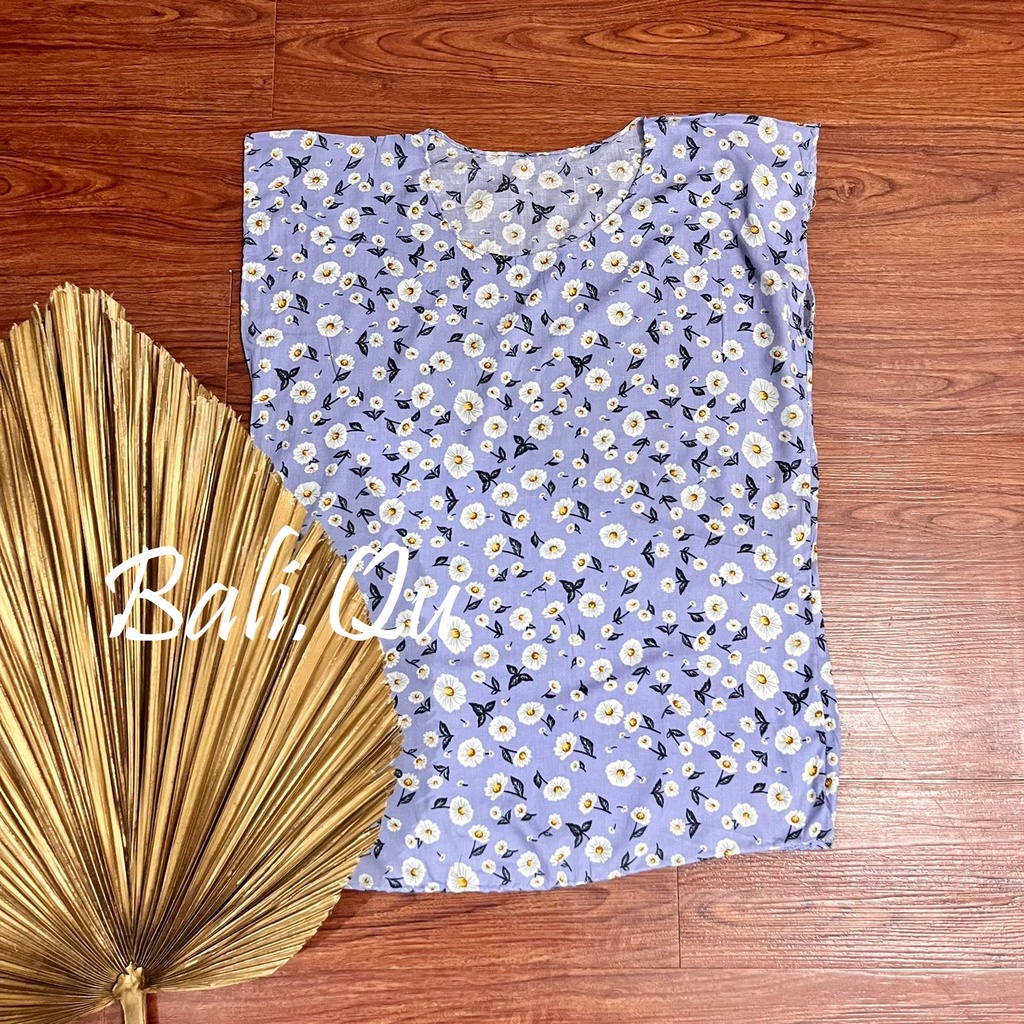 Baju Atasan XL Rayon Motif Bali-BIRU PASTEL SF