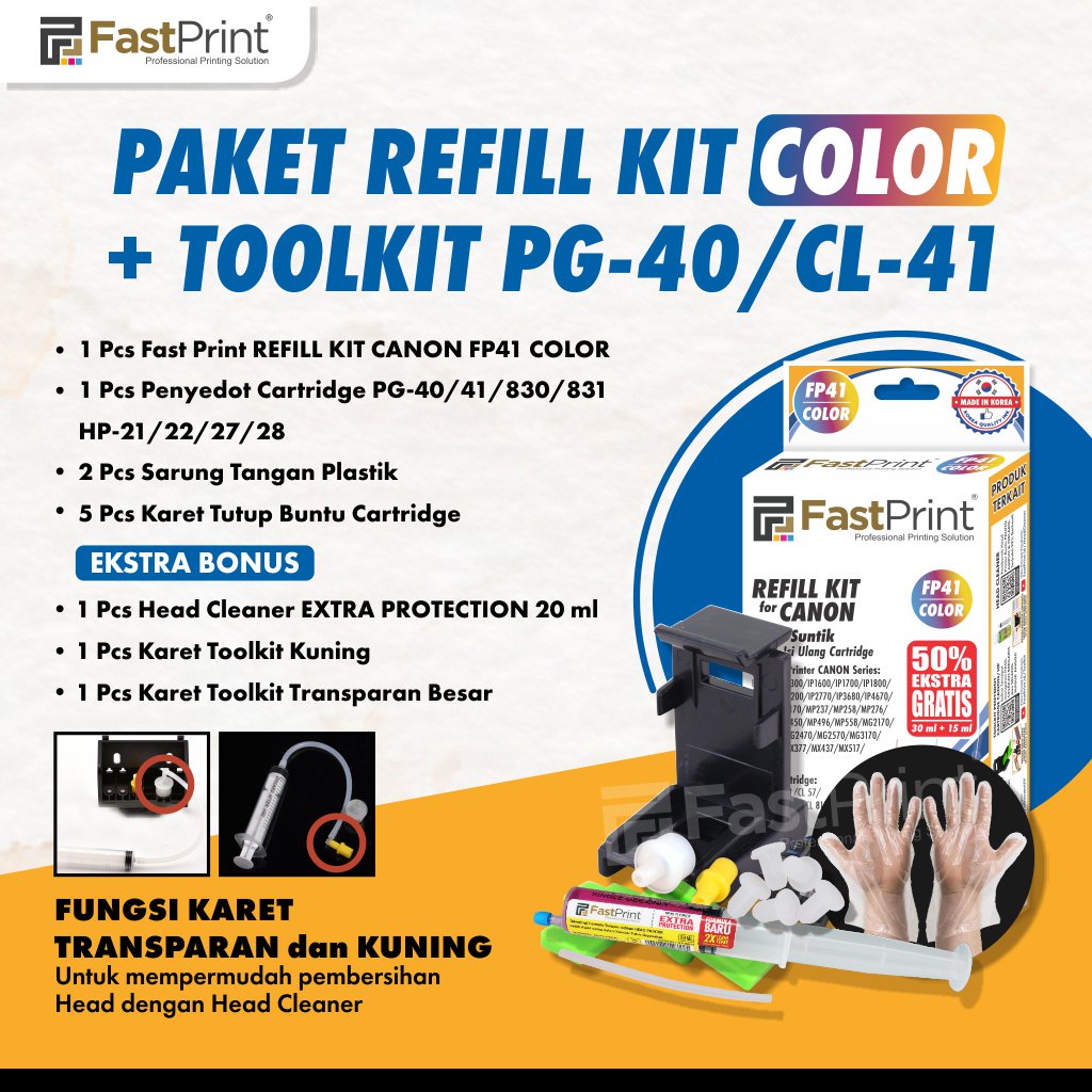 Paket Tinta Suntik Refill Kit Plus Penyedot Cartridge PG40 CL41