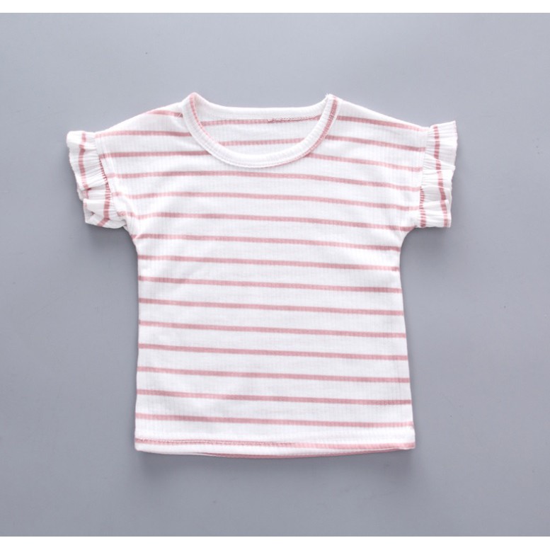 SKS20- Setelan kaos dan overall anak /baju setelan anak perempuan  motif stripes