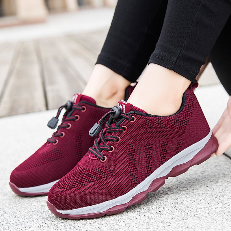 FOKU Sepatu Sneakers Wanita Santai Luar Bernapas Non-Slip Sport Shoes