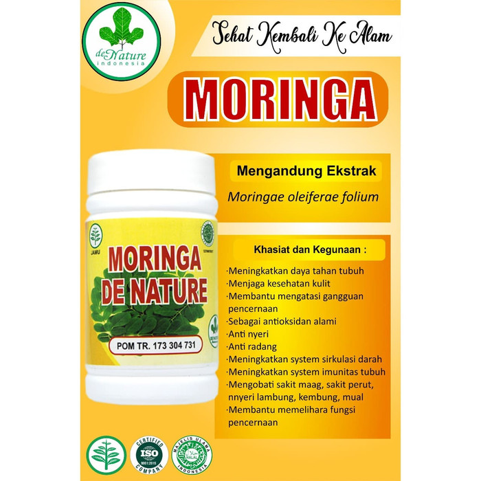 

Moringa De Nature Kapsul Ekstrak Daun Kelor Moringa Oliefera Asli Obat Maag Pencernaan