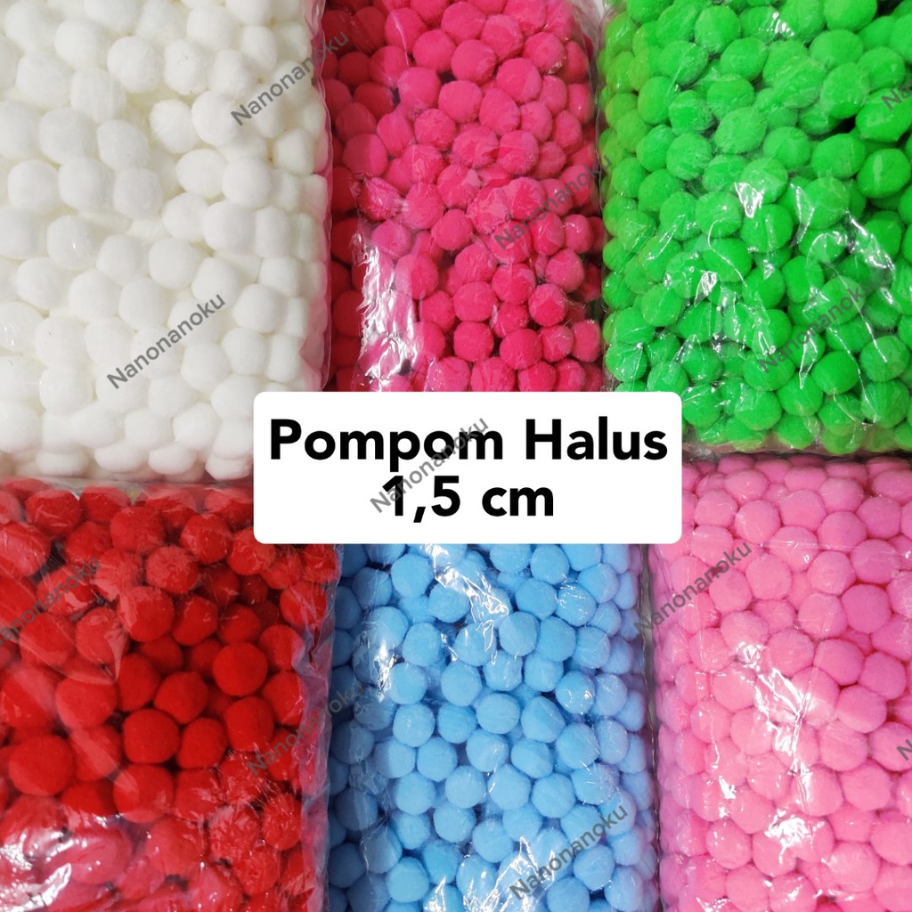 [100 pcs] Pompom HALUS 1,5 cm Bola Bulu Craft