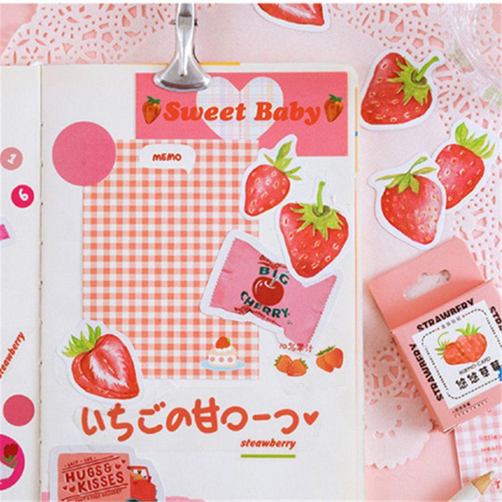 Preva Stiker Strawberry New DIY Perlengkapan Sekolah Isi 45pcs/Box