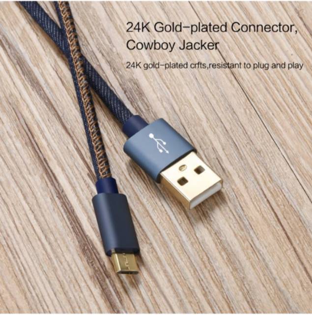 Joyseus Cable 2.4A Cowboy Braided Gold Plated Plug - Kabel Charger MICRO USB / TYPE C / IPHONE