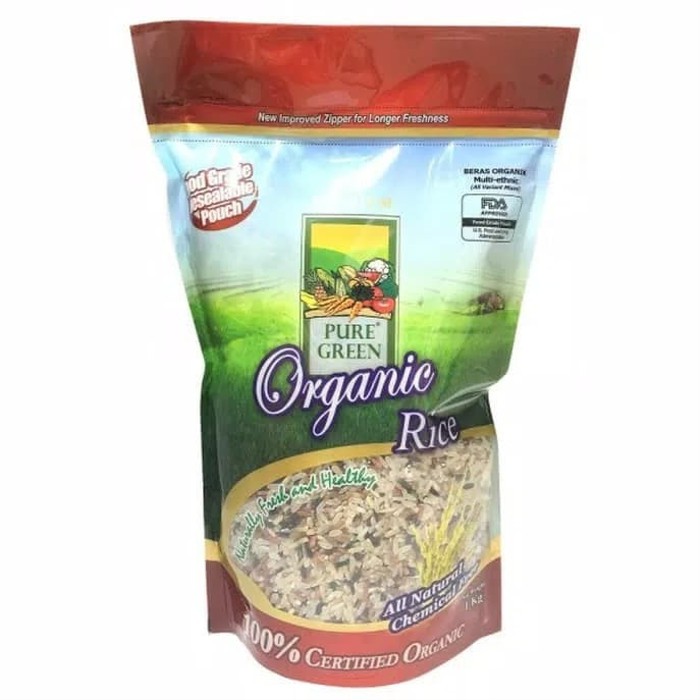 

Beras organik premium Pure Green multi ethnic organic rice pouch 1kg