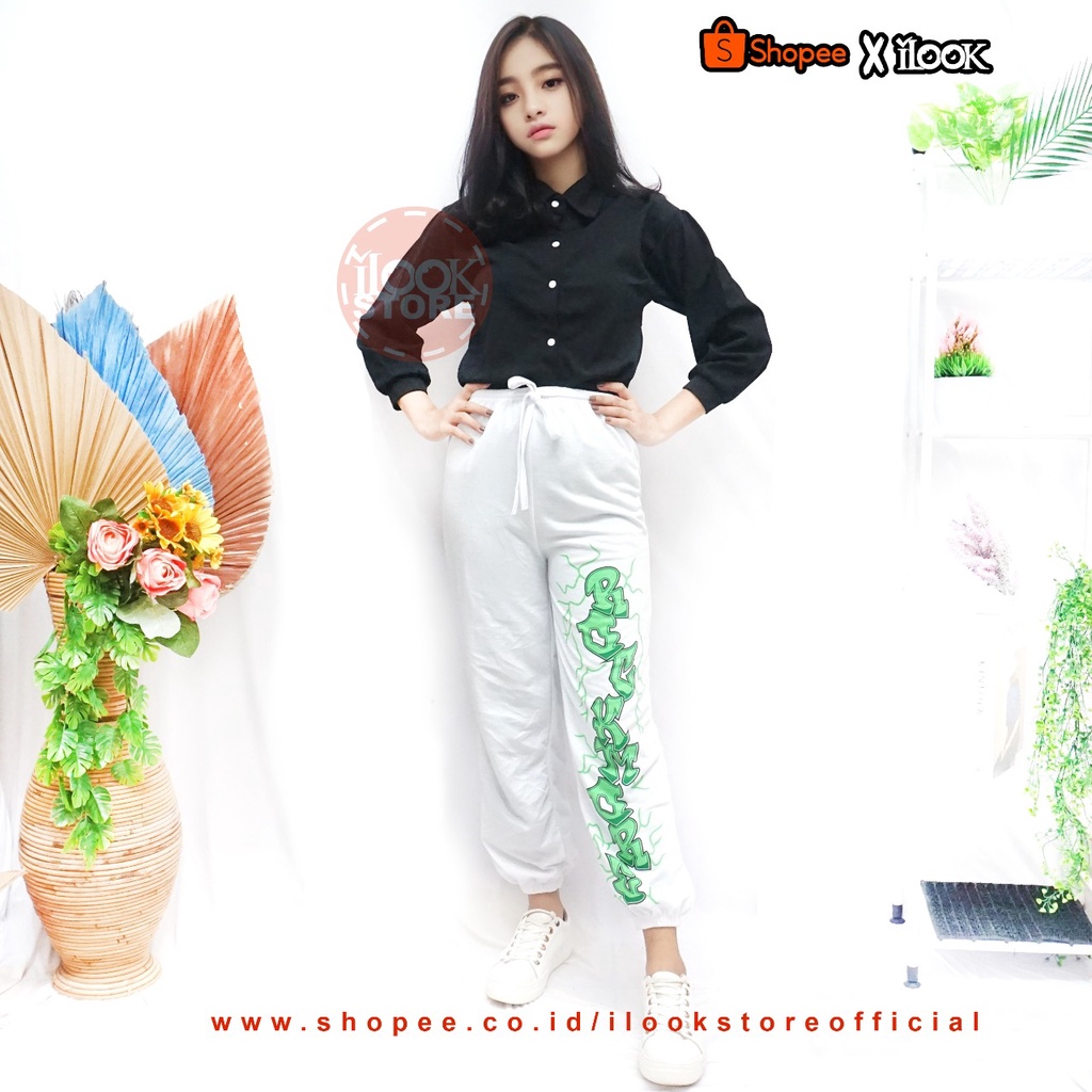 ilook | Celana Jogger Green Gravity | Celana Jogger | Jogger Wanita Murah | Jogger Gravity