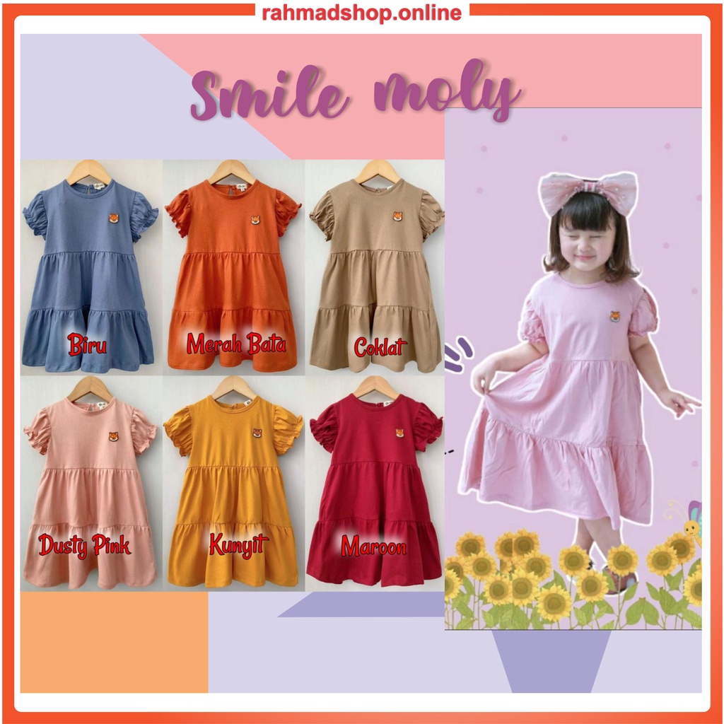 BAJU DRES DRESS  ANAK PEREMPUAN KAOS UMUR 1-5 TAHUN KATUN COMBED