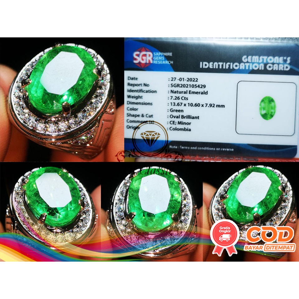 NATURAL BATU PERMATA ZAMRUD COLOMBIA RELAXA CLEAN BIG SIZE INCLUDE MEMO SGR GEMS LAB