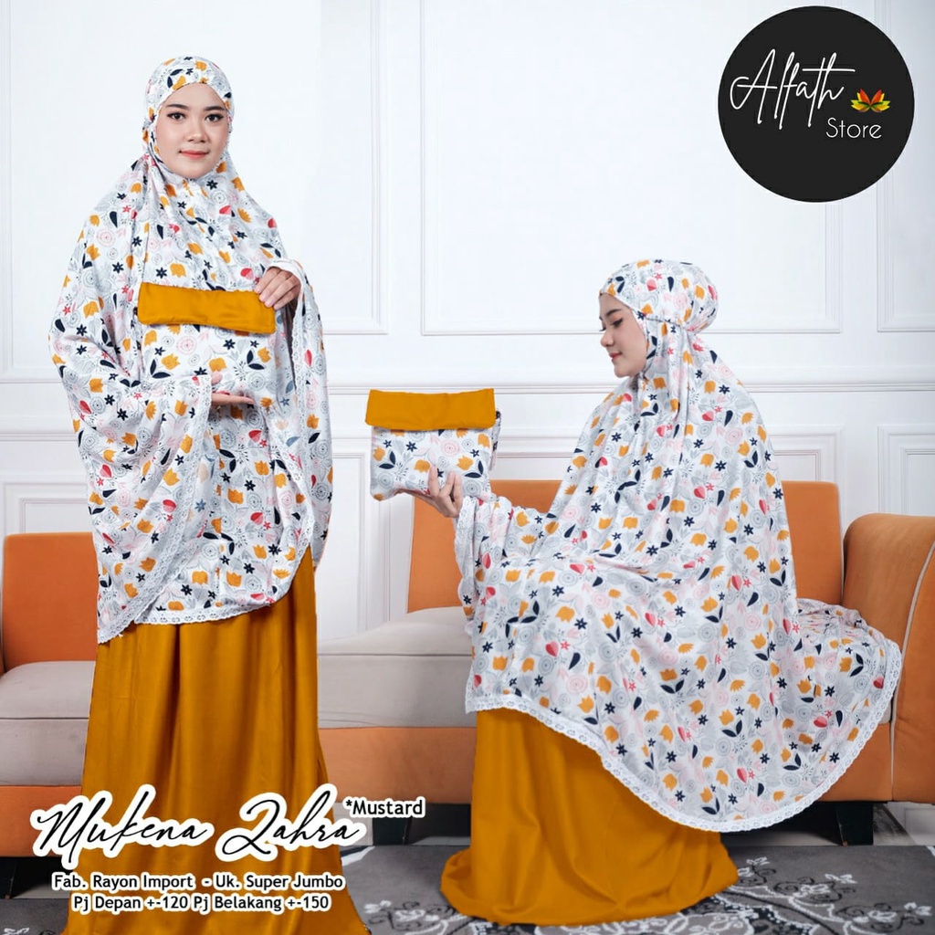 Terbaru by Al Fath Mukena Zahra Mukena Wanita Motif Fulkadot Panjang Belakang 150 cm Mukena Jumbo Wa