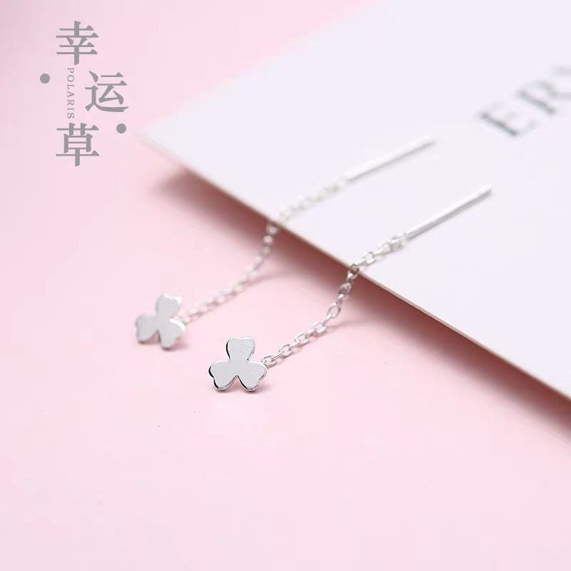 Anting Tusuk Sterling Silver 925 Model Clover Gaya Korea Untuk Wanita