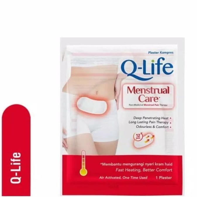 QLife Menstrual Care - Plester Kompres Hangat Perut saat Haid Mens Mengurangi Nyeri Dilep