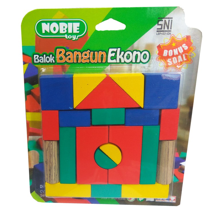 Maninan Edukasi Anak Balok Bangun  Ekono Puzzle Kayu 