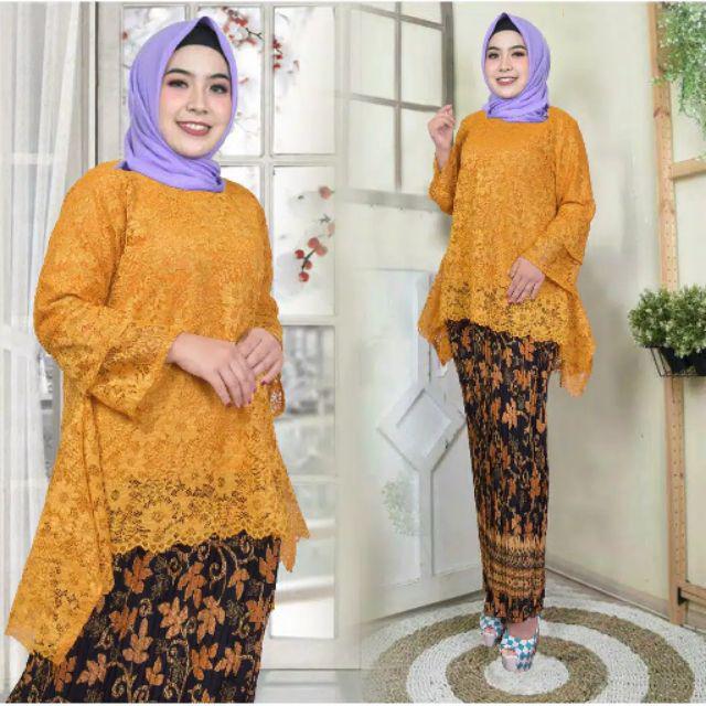 Original REALPICT/RINJANI JUMBO - KEBAYA BRUKAT BIG SIZE - KEBAYA MODERN - BAJU KEBAYA-Gold