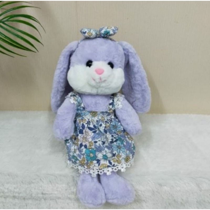 Boneka Kelinci Dress Bunga Pita Rabbit Animal Doll Baju Bahan Lembut