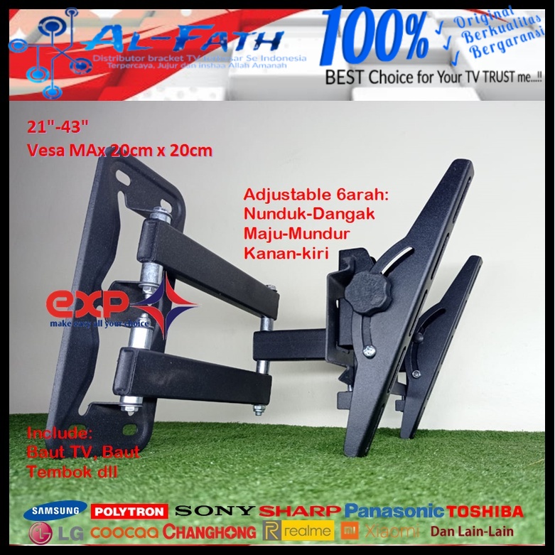 Bracket TV PANASONIC 14 s/d 43 inch 6 ARAH FULL BESI SUPER KOKOH GARANSI 100% ORI