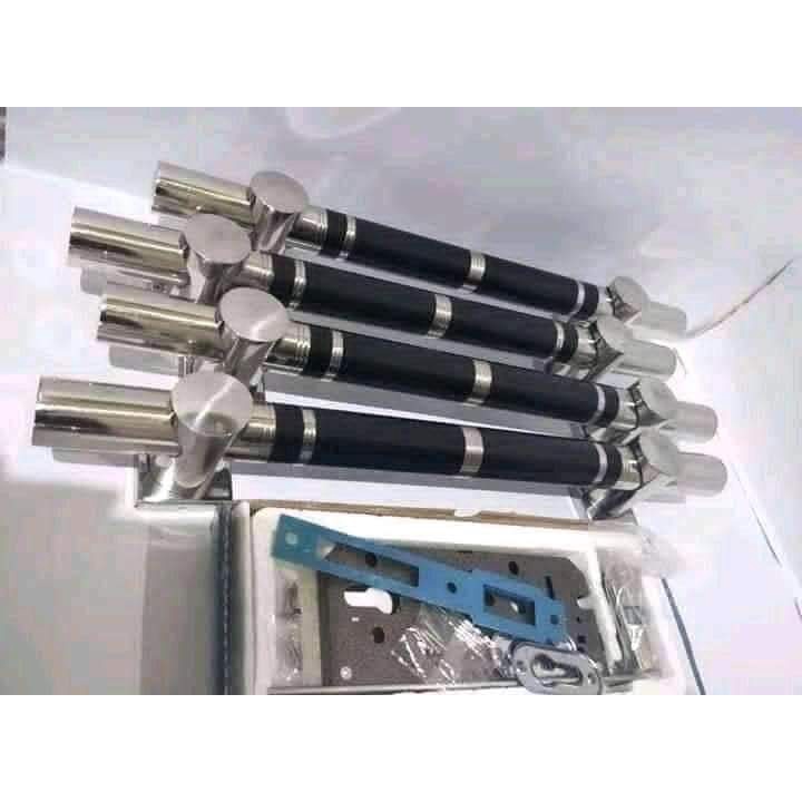 1 satu set handle pintu panjang 80cm 100cm 120cm kunci pintu rumah minimalis gagang tarikan pintu stainles pegangan pintu rumah handle pintu 2