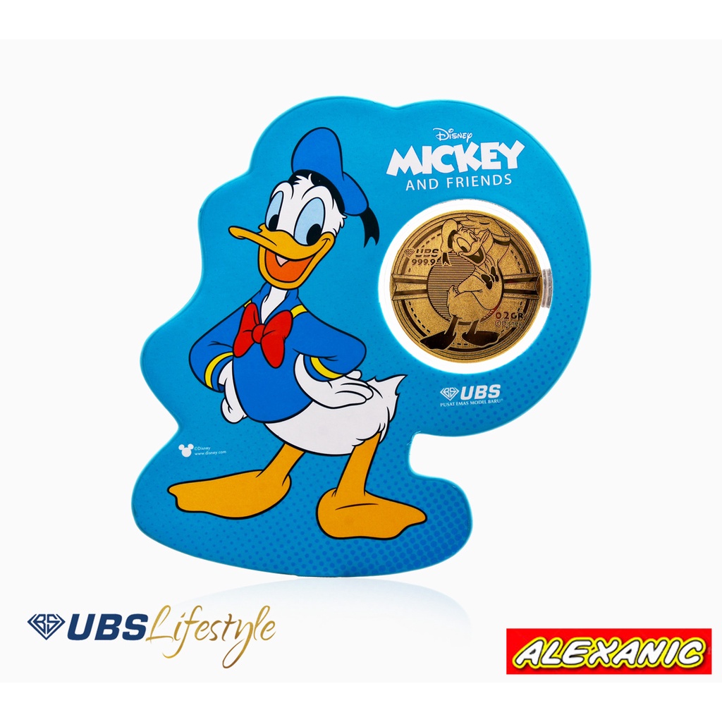 ALEXANIC Emas 24 karat Logam Mulia Pure Gold Fine Gold Emas Murni Disney Donald Duck UBS Koin Emas C