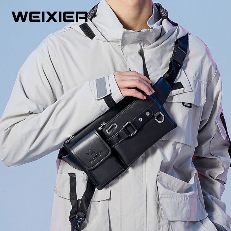 WEIXIER YB9554 Tas Selempang Pria Kulit Waistbag Anti Air WK-SBY