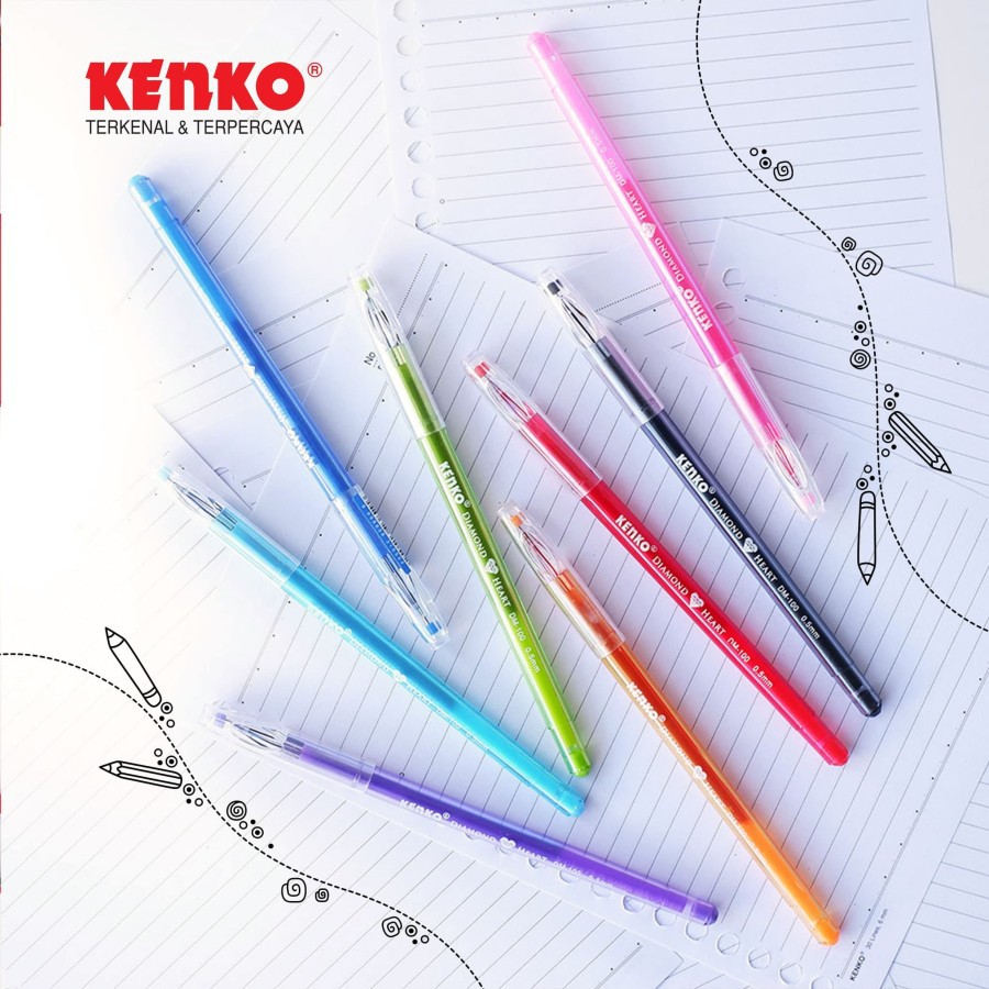 

GEL PEN/PEN GEL/PEN BERWARNA Kenko DM-100S Diamond Heart Mix 8 Colors (One Card)