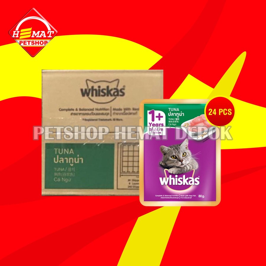 Makanan Basah Kucing Whiskas Sachet Pouch Grosir Dus isi 24 PCS 85 GR - Mackarel Senior