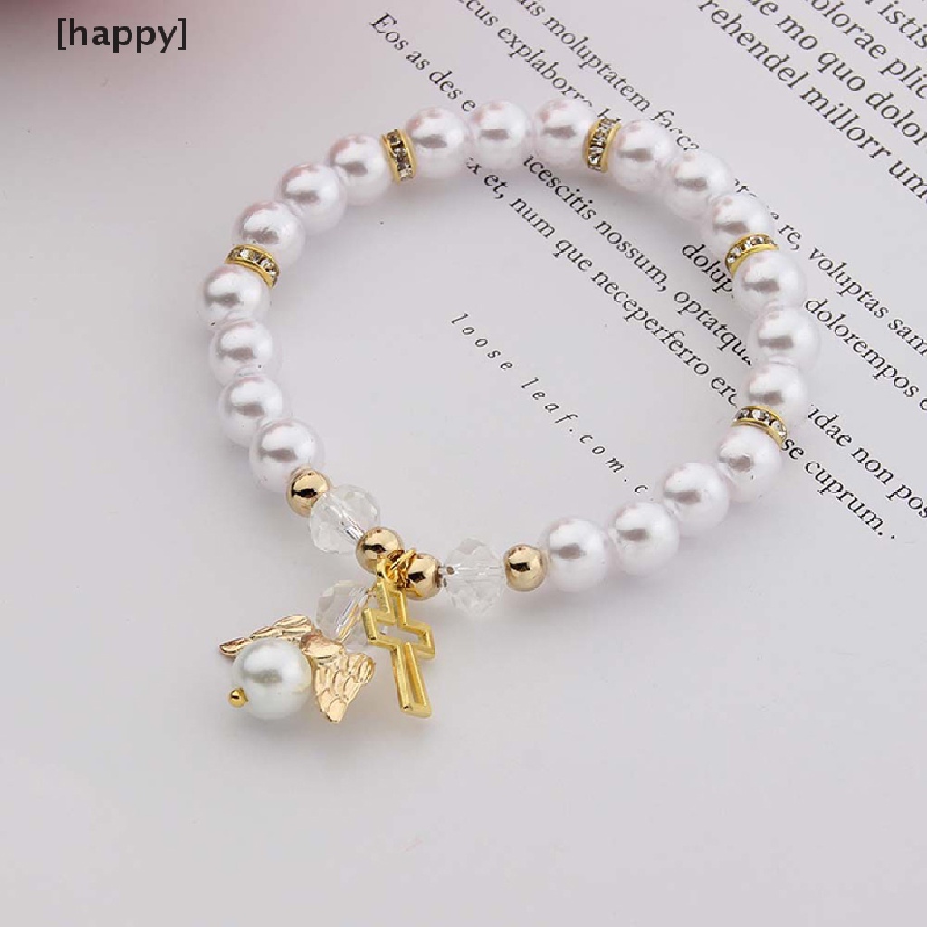 HA Baby Shower Favor Christening Bracelet Angel Baby Shower Girl Boy Baptism Gift ID