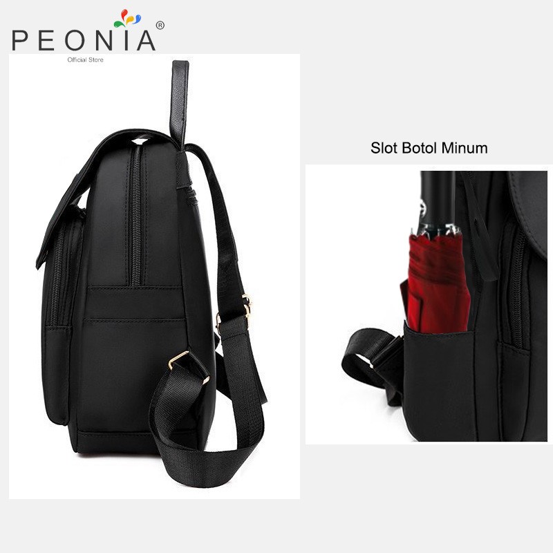 Peonia PNA MOLLY POM Water Resistant Ransel Korea Tas Wanita Punggung Import Kantor Kerja Sekolah Kuliah Outdoor Trendy Fashion Style Travel Casual Backpack Anak Remaja Perempuan Selempang Cewek Bag-3