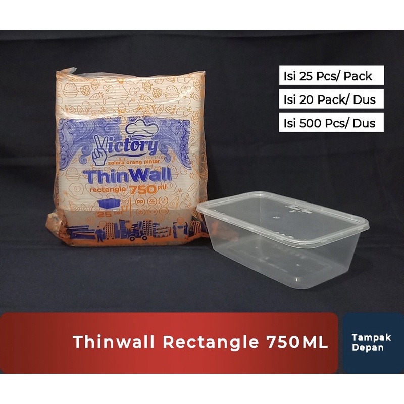 HCS - Thinwall 750ml 25pcs Food Container Lunch Box Tempat Bekal Makanan Anak Kotak Makan Plastik