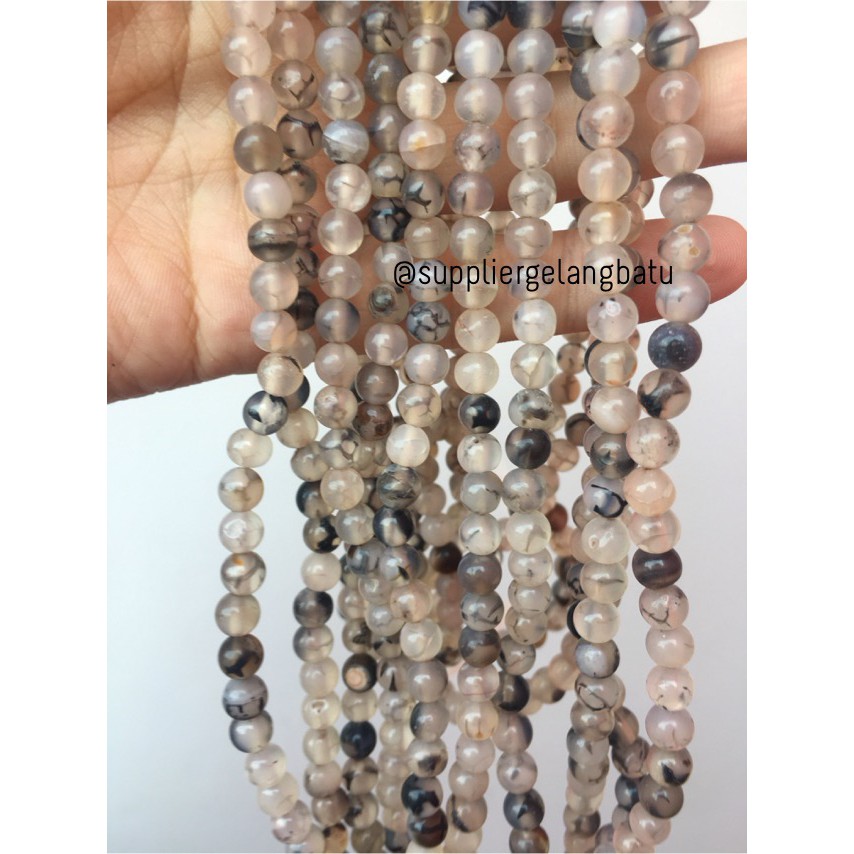 bahan kalung gelang rhodolite dalmantion akik 4mm corak RARE koleksi akesoris craft renceng fashion